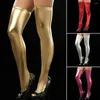 Women Socks Erotic Leggings Thigh High Stockings PU Leather Wetlook Clubwear Sexy Casual Stretch Round Toe Mujer Shoes