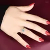 Cluster Rings Silver 925 Square Cut 1 D Color Diamond Test Past Moissanite Ring Platinum Plated Original Gemstone Wedding Jewelry