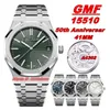 GW Factory Watches GWF V2 15510 50e verjaardag zelfopwindend 41MM Cal.4302 automatisch herenhorloge groene wijzerplaat roestvrijstalen armband herenhorloges