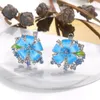 Stud Oorbellen CHARLINLIOL Vintage Bohemen Drop Voor Vrouwen Handgemaakte Blauw Emaille Bloemblaadje Leaf Dangler Earing Bruiloft Sieraden