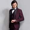 Ultimo design Custom Made Abiti da sposa bordeaux Slim Fit Smoking dello sposo Abiti formali Scialle Risvolto Abiti da sposo Groomsman Giacca Pantaloni ves234I