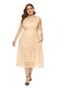 Plus Size Jurken Elegante Maat Vrouwen Feestjurk 8XL Borduren Mesh Midi 2023 Herfst Lange Mouw Holle Vrouwelijke Vestido 230905