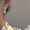 Dangle Earrings Silver Needle MermaidJi Pearl Flower Metal Simple Small Fragrance Wind Pendant Temperament Versatile
