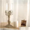 Candle Holders 3 Size Elegant Holder Cube Stand Candlestick Metal Base Craft Votice Large Glass Candles Centro De Mesa Boda Drop Del Dh3Fi