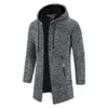 Herrjackor män hoodies jacka solid lång ärm varm fleece fodrad huva blixtlås cardigan smal fit modeströja rockar man kläder toppar 230905