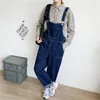 Men's Jeans Denim Suspenders Loose Large Ruffian Handsome Nine Point Pants Youth Fashion Brand Straight Tube Suspender One-piece