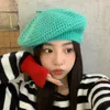 Bérets Béret tricoté japonais montrant le visage petit printemps et automne polyvalent mode rue Snap mignon couleur bonbon peintre chapeaux femme