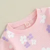 Ensembles de vêtements Pudcoco enfants bébé fille 2 pièces tenues d'automne à manches longues imprimé floral pull hauts pantalons évasés ensemble vêtements de printemps pour tout-petits 6M-5T