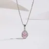 S925 Silver Necklace Female Live Fashion Light Luxury Water Droplet Shape Ice Flower Cut High Carbon Diamond Pendant k3