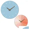 Wall Clocks Wood Colorf Clock Silent Time Non Ticking Hanging For Home Living Room Kitchen Bedroom Decor C6Ue Drop Delivery Garden Dh9Xb