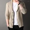 Maglioni da uomo autunno e inverno maglione con risvolto grosso e cardigan lavorato a maglia addensato moda semplice versatile