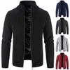 Suéteres para hombre, cárdigan, suéter de invierno, abrigo, ropa deportiva informal para hombre, lana cálida, tendencia de Color sólido, chaqueta fría de lana bonita