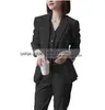 Women's Two Piece Pants Suit Business Slim Fit 3-Piece Party Lady Jacket Outfit Single Breasted Blazer Vest Tuxedo