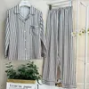 Kvinnors sömnkläder Kvinnor Pyjamas Set Long Sleeve Shirt Byxa PJS Sleep Sleque Spring Autumn Lapel Nightwear Rayon Pyjamas Homewear