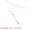 2024 Long four circle size black and white colored scallops rose gold sweater necklace for women