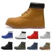 MENS SNOW SOOTS Vinterläderpäls Ankel Halv Navy Blue Red Bordeaux Green Booties Black White Men Women Boot Fashion