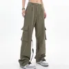 Damenhose Capris Vintage Y2K American High Dtreet Hiphop Reißverschluss Multipocket Overalls Lose gerade lässig weite Beine für Männer und Frauen 230905