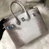 Designer handväska 7a handswen cowhide läder himalayan krokodil med sliver 5a lyx tote vita kvinnors high end havesLiver p1g1cckh