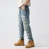 Jeans pour hommes Arrivent Summer Hommes Ripped Hole Vintage Coupe régulière Lavé Slim Casual Mode Pantalon élégant