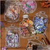 Hediye Sargısı 21pcs Set Pet Waterroppoping Vintage Çiçek Çıkartmaları Su Şişeleri Çocuk Çiçek Scrapbooking Planlayıcı Damlası Dağıtım Evi GA DH1th