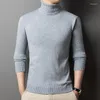 Herrenwesten 2024 Herbst und Winter High-Neck Two-Turn Solid Color Basic Youth Strickpullover Kerngarn