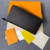 Mode vrouwen clutch portemonnee pu lederen portemonnee enkele rits portefeuilles dame dames lange klassieke portemonnee met oranje doos kaart 60017