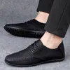 Dress Shoes Leather Men Fashion Formal Moccasins Italian Breathable Male Driving Black Plus Size 3847 230905