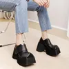 Kleidschuhe GKTINOO Retro Echtes Leder 10 cm Dicke Sohle Frauen Karree Zehe Einfarbig Erhöhte Plattform