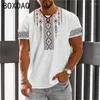 Men's T Shirts Big Size Retro Color Block T-Shirt Summer Men Casual O-Neck Short Sleeve Tee 2023 Tribal Ethnic Style Street Personality Top