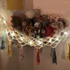 Storage Boxes Stuffed Animals Hammock Useful Washable Lightweight Colorful Tassel Triangle Hanging Mesh Toy Net Household Supplies