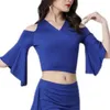 Stage Wear Women Belly Dance Top Clothes Daily Practice Dancing Pagoda Sleeve Slim Blouse For Female Bellydancing Exotic Costume Dancewear