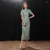 Vêtements ethniques Robe chinoise Qipao Cheongsam 2023 Tempérament élégant Haut de gamme Rétro Style républicain Femme Longue Fille Été