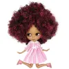 Bambole ICY DBS Blyth Doll No QE155 9103 Vino Rosso Mix Nero Capelli Afro Matte Viso Corpo Comune 1 6 Bjd 230905