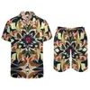 Men's Tracksuits Beauty Baroque Men Sets Abstract Floral Casual Shorts Beach Shirt Set Summer Trendy Graphic Suit Short Sleeves Plus Size