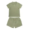 Kleidung Sets Jungen Kleidung MM Marke 2023 Sommer Kleinkind Mädchen Polo T-Shirt Und Shorts Baby Outfit Kinder Kindergarten Anzüge