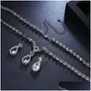 Jewelry Sets Emmaya Fashion Simple Cubic Zirconia Crystal Women Earrings Necklace Set For Brides Costume Drop Delivery Otvbc