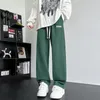 Calças masculinas outono perna larga homens moda oversized xadrez streetwear hip-hop solto reto mens baggy calças M-3XL