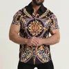 Camisas casuais masculinas moda confortável tops S-3XL ornamento estátua impressão padrão curto fatia creme mochilastreet manga estilo tipo