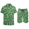 Men's Tracksuits Green Paisley Design Men Sets Vintage Print Casual Shorts Vacation Shirt Set Hawaiian Custom Suit Short Sleeve Oversized