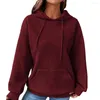 Sudaderas con capucha para mujer, Sudadera con capucha para mujer, textura de gofre cómoda, colores sólidos, detalles con cordón para Otoño Invierno, comodidad para mujer, manga larga