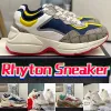 2023 Designer Sneakers Scarpe casual da uomo Rhyton Uomo Donna Piattaforma vecchia scarpa da papà Luxury Vintage Logo Chunky Sneaker tela beige Scarpe da ginnastica interlock in pelle 35-45