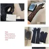 Vijf Vingers Handschoenen Zwart Tle Voor Dames Designer Dames Letters Print Geborduurd Kant Rijden Wanten Ins Mode Dun Feest 2 Drop Dh3Me
