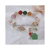 Bärade Ruifan Natural Green Jade Flower Waterdrop Pendant Mticolor Rutilated Quartz Crystal Armband Kvinnor Fina smycken YBR572 DROP DE DHNO2