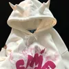 Sweats à capuche pour hommes Sweatshirts Y2K Angel Ears Sweat à capuche Femmes Graffiti Monster Bubble Anime Manches longues Harajuku Goth Surdimensionné Épais Démon Pull 230905