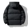 Casacos masculinos com capuz jaqueta de inverno parkas à prova de vento quente algodão engrossar casacos casal outerwear masculino