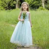 Pretty Princess Sequins Lace Flower Girl Dresses V-Neck Backless A-Line Tulle Bow Girls Pageant Gown Communion For Wedding Formal Party F03