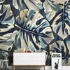 Wallpapers nórdico retro tropical planta folhas sala de estar fundo 3d papel de parede para decoração casa personalizado mural quarto papel de parede