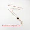 Lång tröja kedja svartvitt dubbelsidig färgade kammusslor Romerska siffra Tassel Circle Rose Gold Sweater Chain