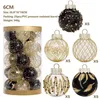 Weihnachtsdekorationen, Weihnachtskugeln, Christbaumkugeln, glitzerndes, bruchsicheres PVC, 2,36 Zoll, 6 cm, dekorative Weihnachtskugeln, Schwarzgold, 230905