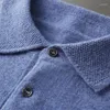 Maglioni da uomo Camicia in lana merino Maglione Abbigliamento da lavoro Top lavorato a maglia in cashmere sottile Colletto POLO Pullover a 3 bottoni Primavera e autunno